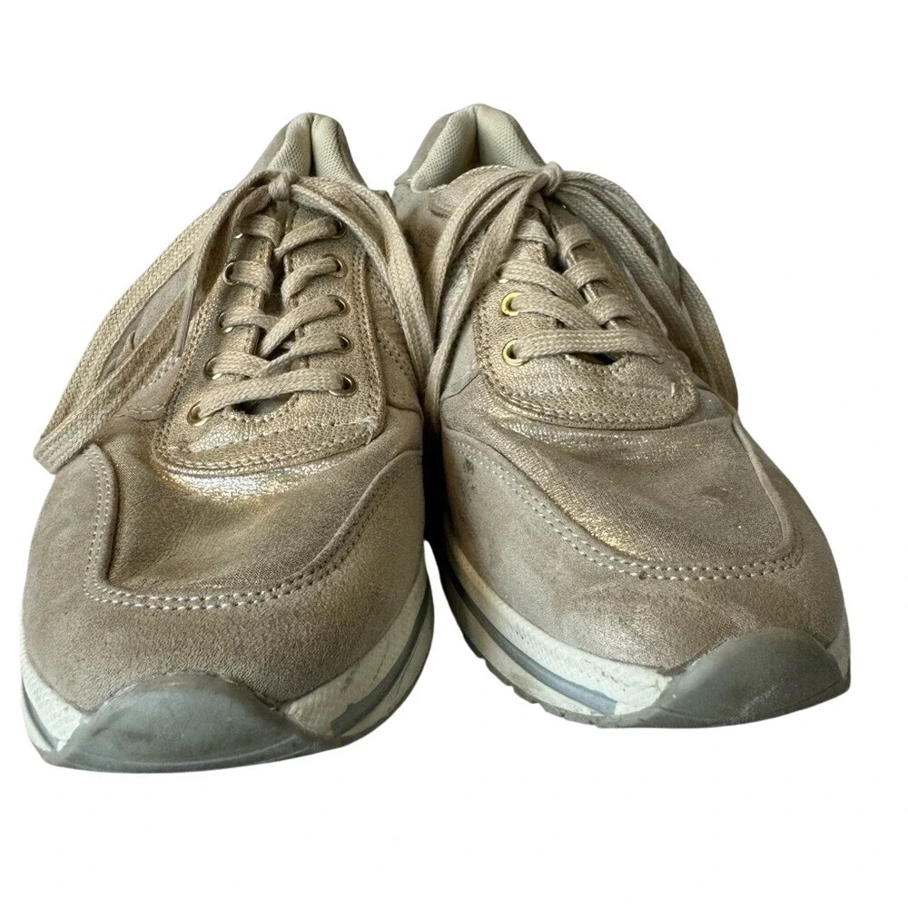 Alessya's Women's Gold and Cream‎ Sneakers, Size 38 (7.5), EUC